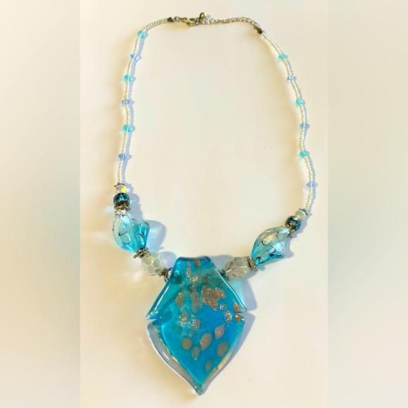 Estate Jewelry - Blown glass pendant necklace